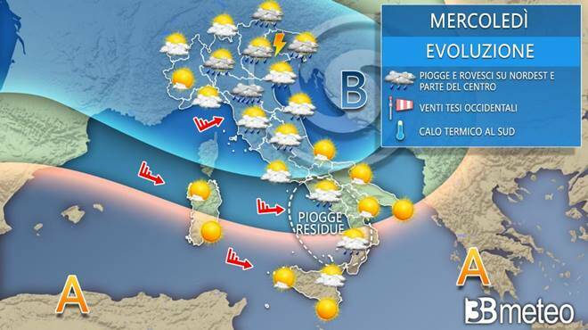 Meteo: forte perturbazione in transito sull’Italia, ancora maltempo al centro-nord