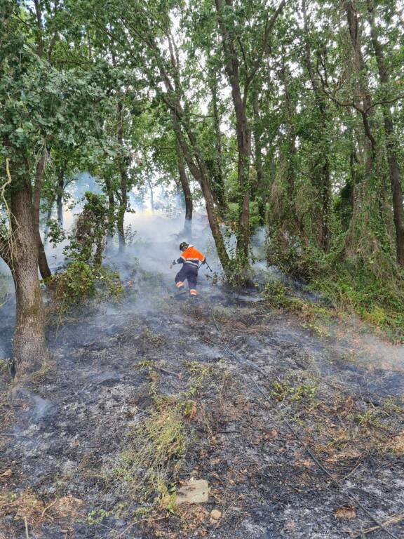 Pomezia, a fuoco un’imballatrice agricola: le fiamme radono al suolo un campo