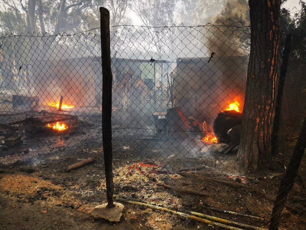 Civitavecchia, devastante incendio al camping delle Frasche: distrutti bungalow e roulotte