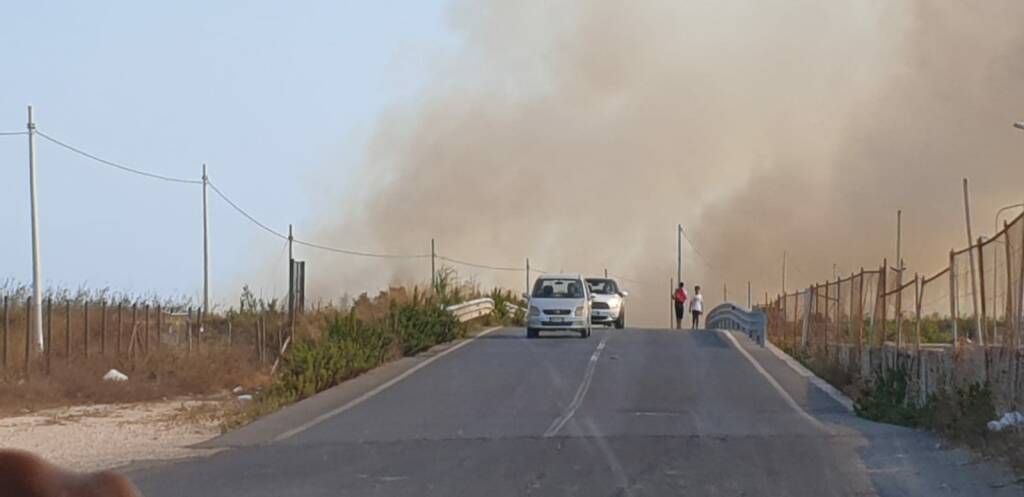 Fiumicino, via del Faro “inondata” dal fuoco. La nube nera copre il quartiere