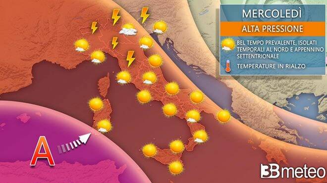 Meteo mercoledì: l’estate riparte con l’anticiclone africano, ma con alcuni temporali
