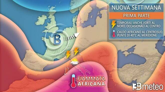 Meteo lunedì: nuova settimana con forti temporali e punte di 40°C. Ecco dove