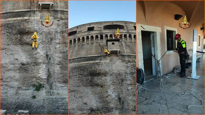 Nido di calabroni a Castel Sant’Angelo: i pompieri scalano le mura per salvare i turisti