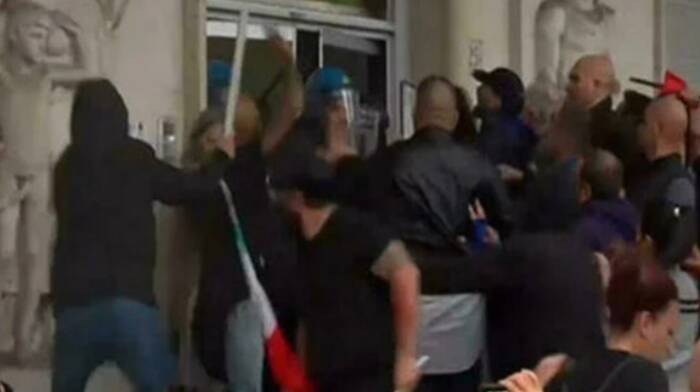 No Vax, scontri nella sede della Cgil di Roma: i filmati incastrano 6 militanti di Forza Nuova