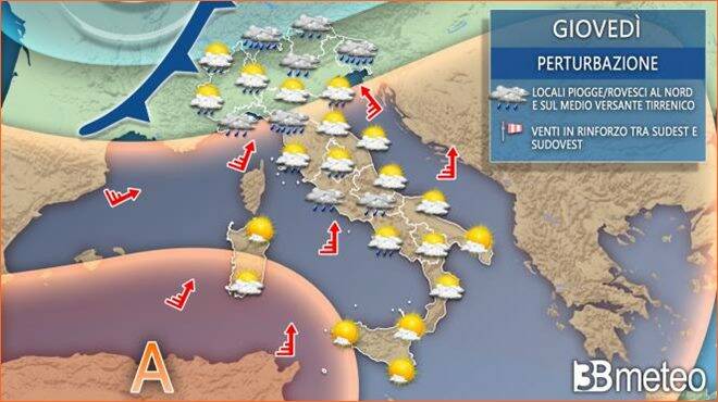 Meteo giovedì: torna il clima autunnale, con piogge sparse sull’Italia. Ecco dove