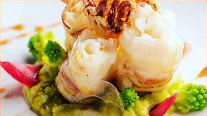 Calamaro, lardo e broccoli ajo & ojo: una specialità de Il Marchese