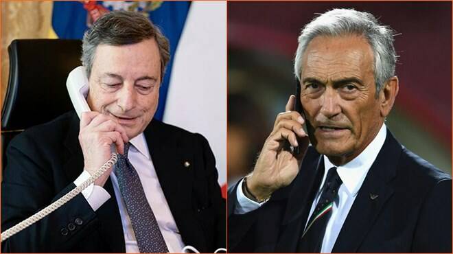 Calcio e Covid, Draghi telefona a Gravina: “Valutare lo stop o gli stadi a porte chiuse”