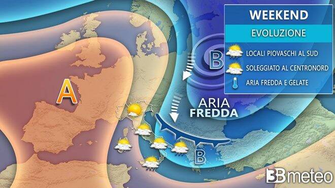 Meteo weekend: impulso freddo dai Balcani. Temperature in calo e gelate