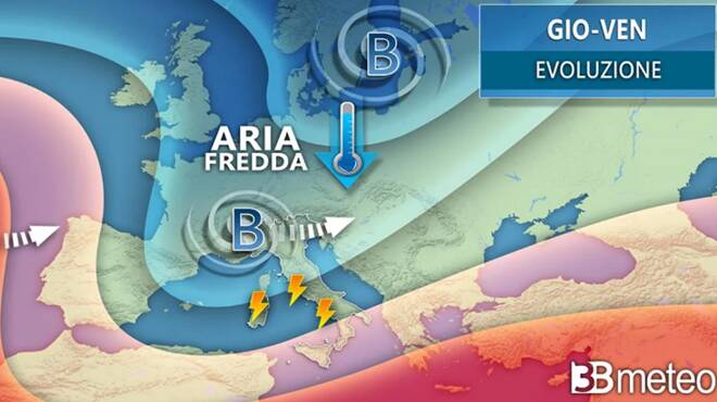 Meteo mercoledì: vasto ciclone europeo sull’Italia, in arrivo altre piogge e temporali