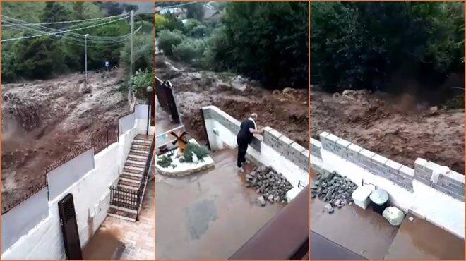 Bomba d’acqua su Formia: la montagna “si scoglie” in un’onda di fango – VIDEO