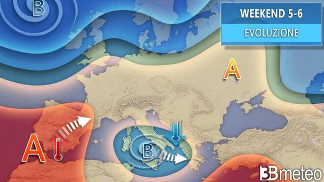 Meteo weekend: vortice mediterraneo, temporali e brusco calo termico. I dettagli