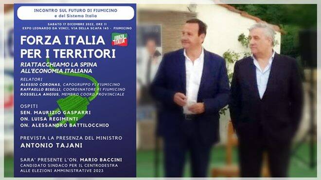 Fiumicino: Forza Italia guarda al futuro, domani 17 dicembre 2022 convegno con Tajani, Gasparri, Regimenti e Battilocchio
