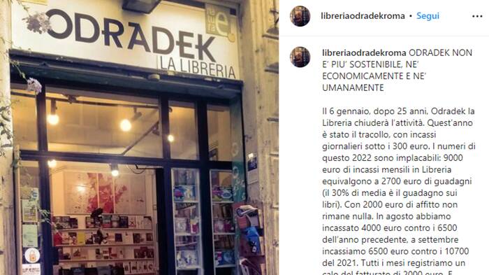 Roma, chiude la storica libreria Odradek: “Quest’anno è stato il tracollo”