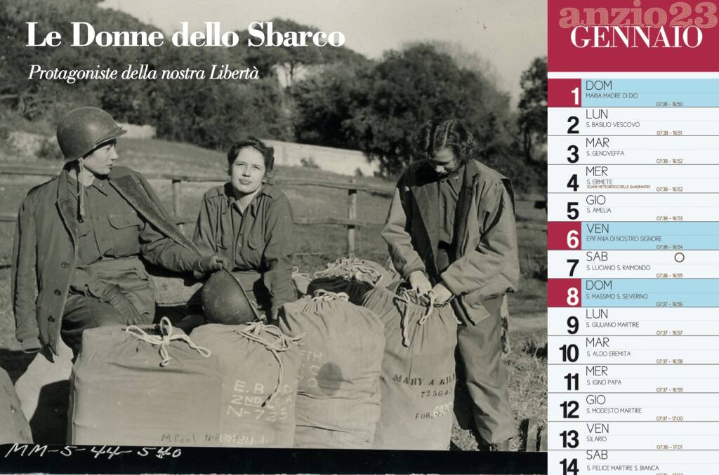 Calendario di Anzio, il mese di gennaio dedicato alle “Donne protagoniste dello Sbarco”