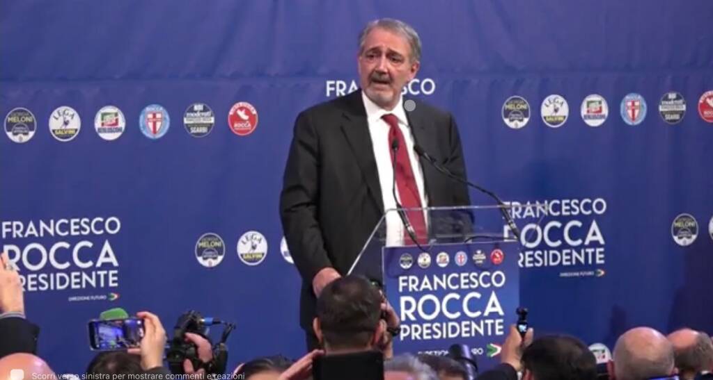 Elezioni regionali nel Lazio, il primo discorso di Rocca presidente
