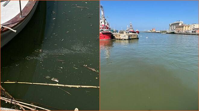 Fiumicino, scempio in Darsena: rifiuti, macchie scure e vetroresina in mare