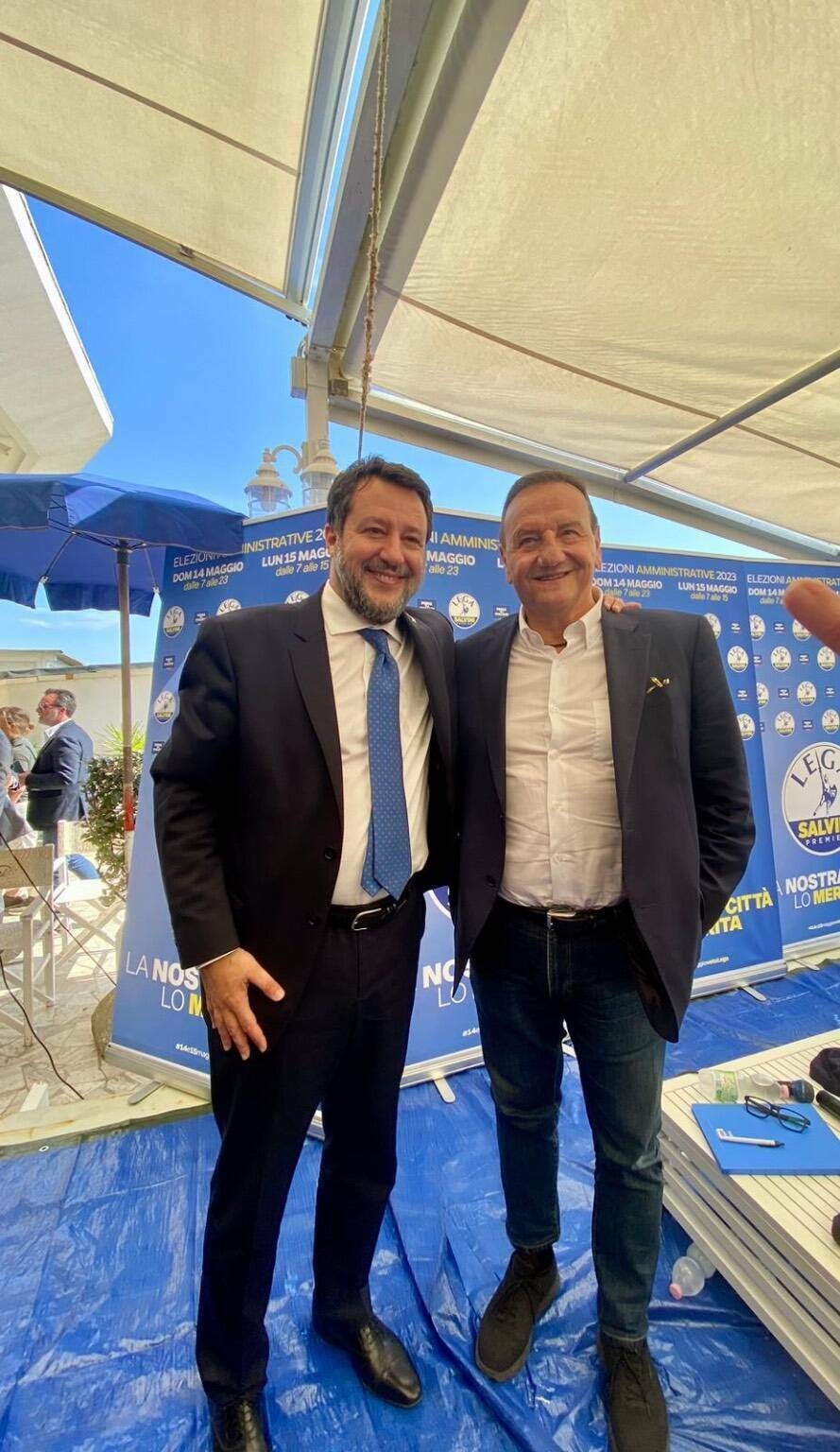 Salvini a Fregene, pieno sostegno a Baccini. E annuncia: "6 milioni di euro per il depuratore"