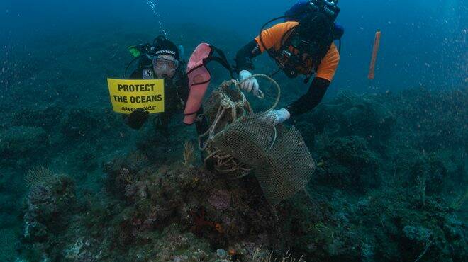 Reti da pesca, nasse e troppa plastica: Greenpeace ripulisce i fondali del Circeo