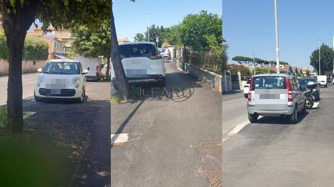 Fiumicino, marciapiedi usati come parcheggi: il calvario dei pedoni su via Coni Zugna