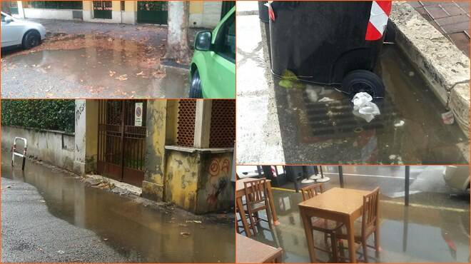 Bomba d’acqua, tombini otturati: e le strade di Ostia diventano un fiume in piena