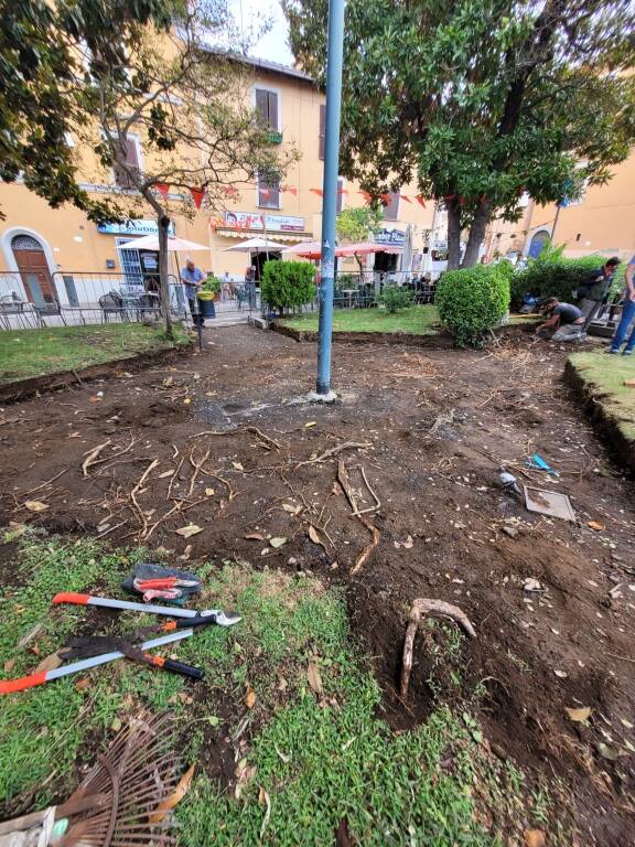 Lavori in corso in piazza dei Tarquini a Cerveteri