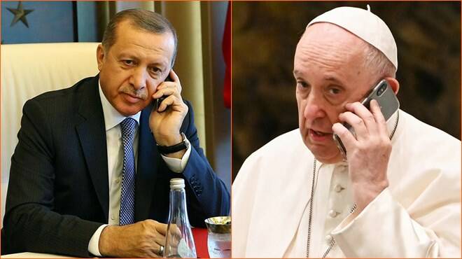 Erdogan telefona al Papa: “Santità intervenga e metta fine alla guerra in Terra Santa”