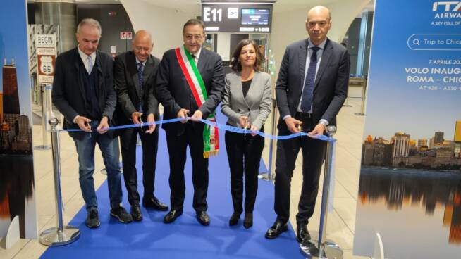 Inaugurata la nuova linea aerea Roma-Chicago, Baccini: “Fiumicino è la porta d’Italia”