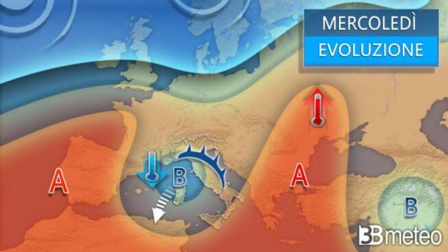 Meteo mercoledì, instabilità diffusa con possibilità di piogge