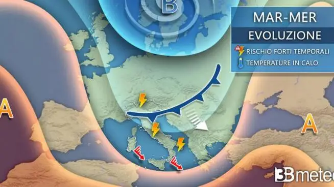 Meteo mercoledì, continua il flusso instabile