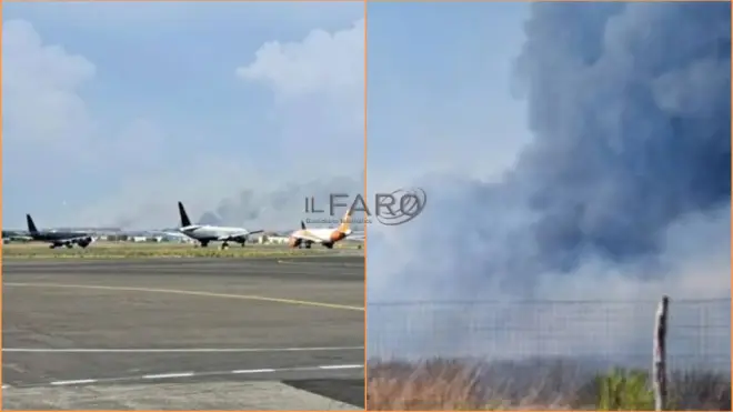 Incendio alla Muratella, il fumo e i Canadair “bloccano” l’aeroporto di Fiumicino