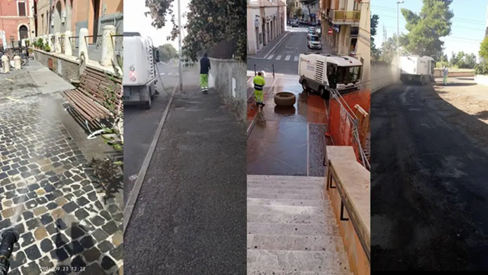 Civitavecchia, operatori in azione per ripulire la città