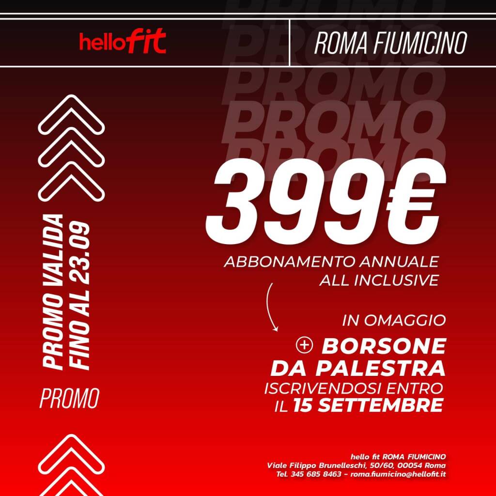 Super promo da Hello Fit: abbonamento annuale all inclusive a 399 euro