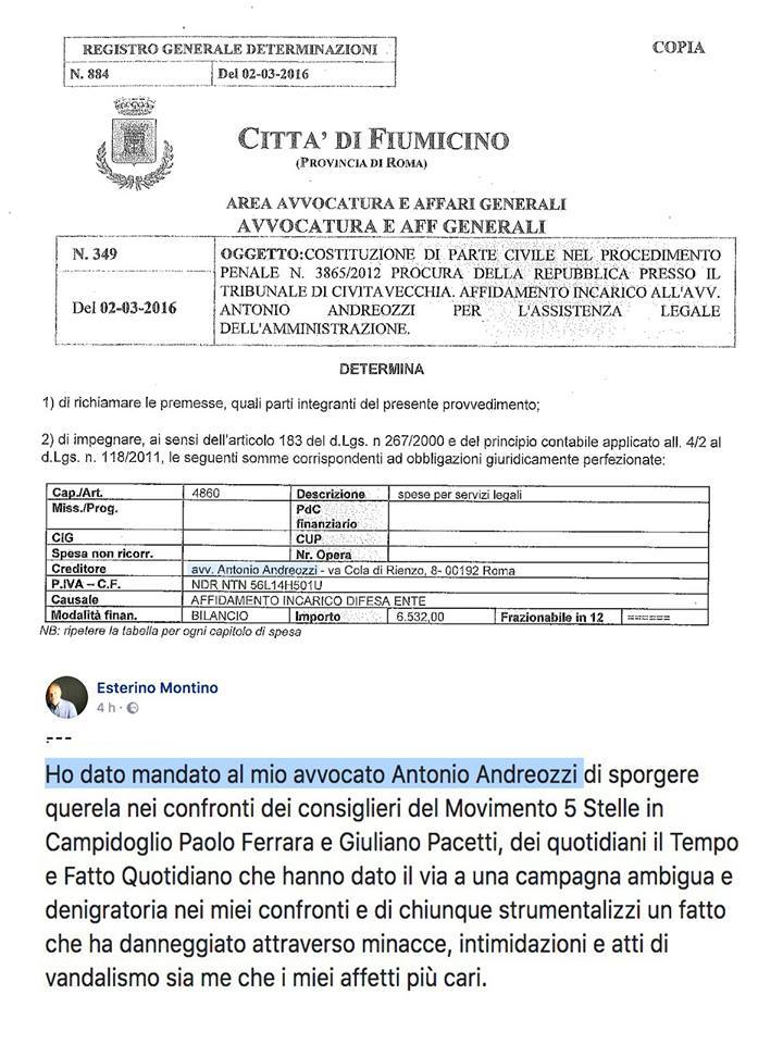 Fiumicino, determina nomina avvocato Andreozzi