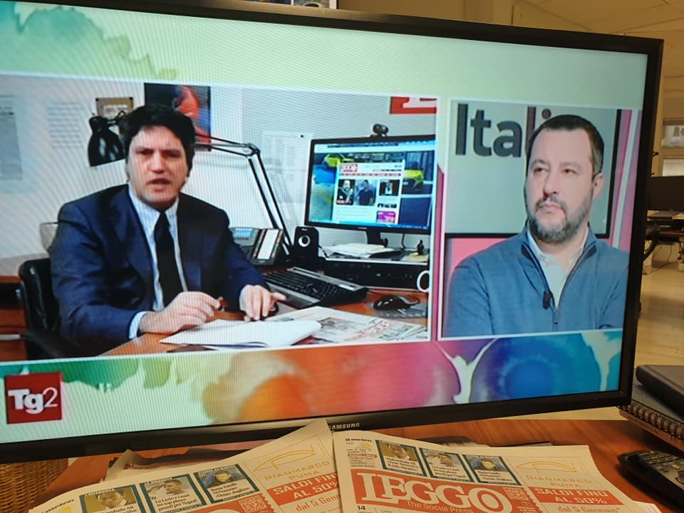 Davide Desario in diretta tv con il vicepremier Matteo Salvini