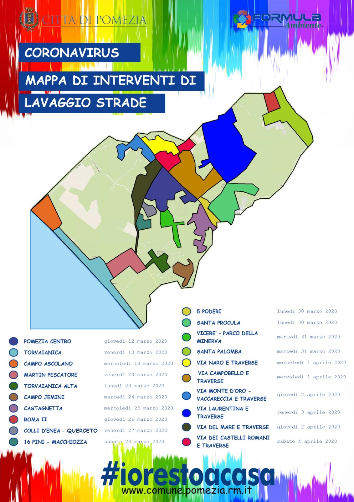 Mappa sanificazione strade Pomezia